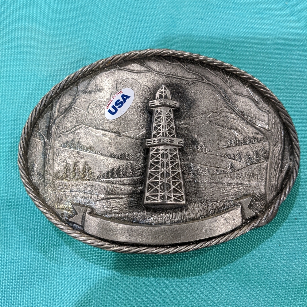 Roughneck Oil Field Derrick Rig Oilfield Worker Gift 80s 81 NOS Vtg Belt Buckle